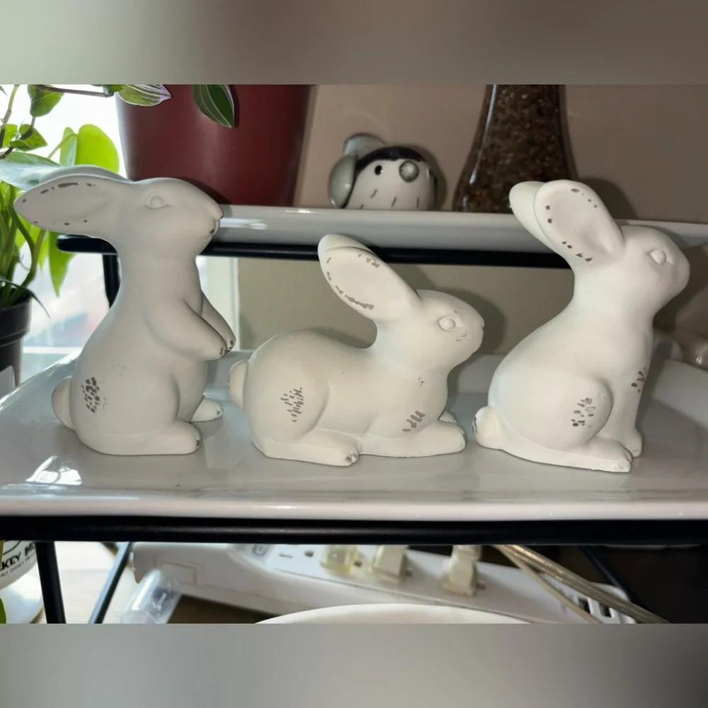 Set of 3 Target Cement Bunny Figures
